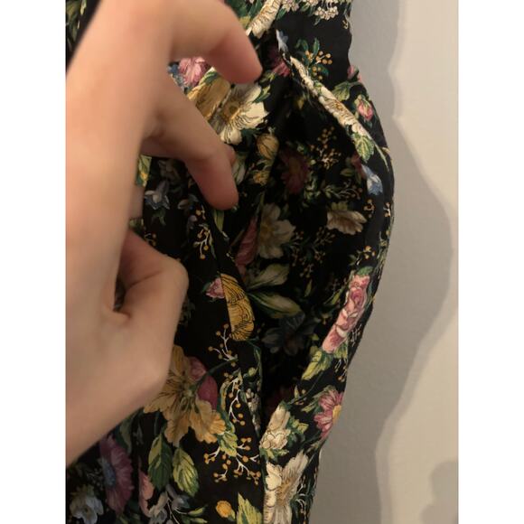 Vintage Andrew McMullen Black with Pink Blue Florals Pull On Casual Pants XS - Picture 3 of 7